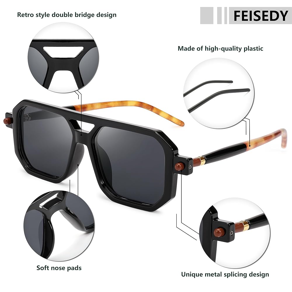 Amazon.com: FEISEDY Vintage Square 70s Flat Aviator